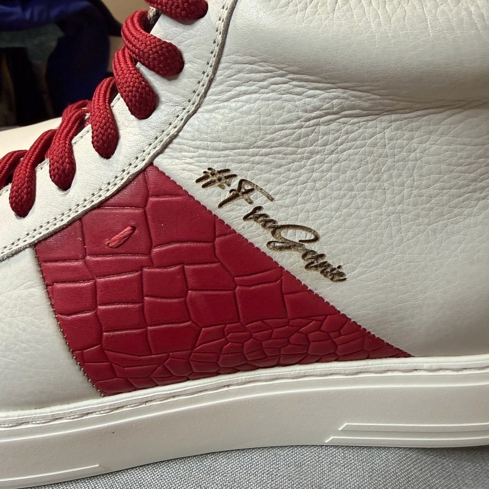 NIB Men's Gernie NYC 613's HIGH TOP SNEAKER WHITE RED CROCO SIZE 10.5 $245 MSRP - Picture 2 of 10
